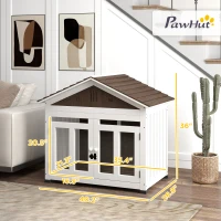 PawHut 40"L Wooden Dog House Outdoor Indoor for Small, Medium, Large Dogs, with Air Vents & Elevated Removable Floor(m-3)