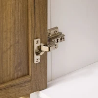 HOMCOM Farmhouse Sideboard, Storage Cabinet with 2 Doors and Shelves Kitchen, Living room, 30.9" x 15.4" x 30.9", Dark Oak(m-9)