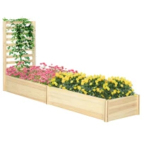 Outsunny Wood Planter Box with Trellis for Climbing Plants, Raised Garden Bed for Outdoor Flowers Herbs, 91"x24"x43", Natural(m-1)