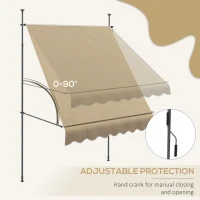 Outsunny 6.5' x 4' Manual Retractable Awning, Non-Screw Patio Awning, UV Resistant for Window or Door, Beige(m-5)