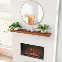 HOMCOM 48" Fireplace Mantel, Fir Wood Floating Shelf, Wall Mounted, Brown(m-9)