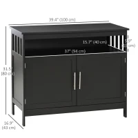 HOMCOM Kitchen Sideboard, Buffet Cabinet, Wooden Storage Console Table with 2-Level Cabinet and Open Shelf, Black(m-3)