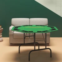 Soozier Foldable Poker Table Blackjack Texas Holdem Poker Game Table with Chips Tray & Cup Holders, 47" Octagon, Green(m-10)