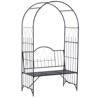 Outsunny 43" Garden Arbor Bench Trellis for Vines Climbing Plant Outdoor Decor Arch- Black(m-7)