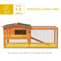 PawHut Wooden Rabbit Hutch Guinea Pig House with Removable Tray, Openable Roof, Trough, Run for Tortoises and Ferrets, Orange(m-5)