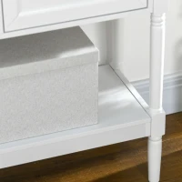 HOMCOM Console Table with Drawers, Vintage Entryway Table with 2 Drawers, Cabinets and Bottom Shelf, Retro Sofa Table for Living Room, Bedroom, White(m-8)