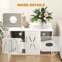 PawHut Cat Litter Box Enclosure, Hidden Cat Litter Box Furniture with Scratching Board, 31.5" x 19" x 20", White(m-7)