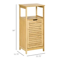 kleankin Bamboo Laundry Hamper Cabinet, Bathroom Storage Organizer with Tilt Out Laundry Basket for Dirty Clothes, Natural(m-3)