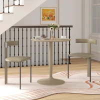 HOMCOM Modern Kitchen Table for 2 People, Round Dining Table with Steel Base for Living Room, Dining Room, Light Brown(m-6)