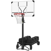 Soozier Foldable & Portable Basketball Hoop, 4.3-10.2' Adjustable Basketball Goal with 4 Wheels for Teenagers, Youth & Adults(m-1)