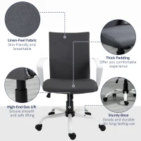 Vinsetto Linen Mid Back Office Chair With Tilt Function, Swivel Computer Chair, Charcoal Grey(m-9)