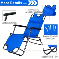 Outsunny Folding Lounge Chair Portable Chaise Sun Lounger Recliner Outdoor Blue(m-6)
