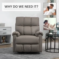 HOMCOM Rocker Recliner Chair with Overstuffed Back and Seat, Faux Leather Manual Reclining Chair with Footrest and 360 Swivel Rotation Base for Living Room, Brown(m-7)