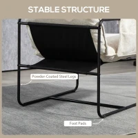 HOMCOM Modern Accent Chair, Upholstered Armchair with Side Pockets and Steel Frame, Comfy Reading Chair for Bedroom, Beige(m-6)