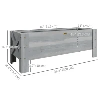 Outsunny 3.3 x 1.2 x 1.2 ft Garden Raised Bed Planter Grow Containers for Outdoor Patio Plant Flower Vegetable Pot, Grey(m-3)