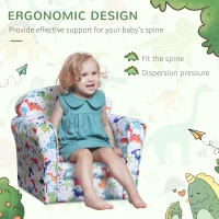 Qaba Kid's Sofa Armchair with Dinosaur Design and Thick Padding(m-5)