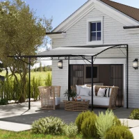 Outsunny 10' x 8' Outdoor Pergola and Patio Gazebo for Garden, Camper, Deck, Doors and Windows, Dark Gray(m-2)