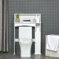 kleankin Over The Toilet Storage, Bathroom Organizer with Adjustable Inner Shelf, and Door Cabinet, White(m-10)