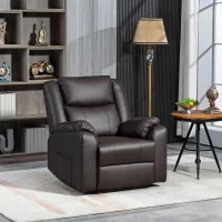HOMCOM PU Leather Reclining Chair, Recliner Chair for Living Room with Footrest and 2 Side Pockets, Brown(m-10)