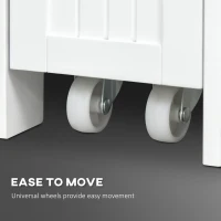 kleankin Slim Bathroom Cabinet, Freestanding Storage Cabinet, Toilet Paper Holder with Two Drawers, Side Towel Rack, and Wheels, 7 x 20.5 x 24.75 Inches, White(m-5)