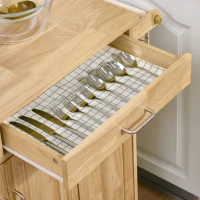HOMCOM Kitchen Island on Wheels, Natural Hardwood Kitchen Cart with Drawers, Storage Cabinets, and Tool Caddy, Microwave Cart for Dining Room, 54 Inches Wide(m-7)