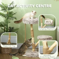 PawHut 35 Inch Modern Cat Tree for Indoor Adult Cats with Wooden Scratching Posts, Cat Bed & Rope Cat Toy, Brown(m-4)