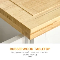 HOMCOM Modern Kitchen Island, Utility Cart on Wheels with Barn Door, Buffet Cabinet with 3 Drawers 2 Compartments, White(m-7)