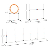 PawHut 3PC Dog Agility Equipment Set, Obstacle Course Exercise for Dog Include Adjustable Hurdle, Hoop, Weave Poles and Carry Bag(m-3)
