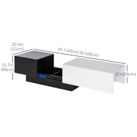 HOMCOM Rectangular Wooden Chest Coffee Table with Slide Top Trunk Storage, Black and White(m-3)