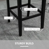 HOMCOM Fabric Bar Stool Set of 2, Tall 29.5" Seat Height Bar Chairs with Tufted Back & Wood Legs, Dark Grey(m-5)