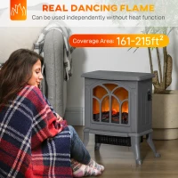 HOMCOM Electric Fireplace Heater, Freestanding Fireplace Stove with Realistic Logs and Flame Effect, 750W/1500W, Gray(m-4)