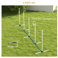 PawHut 2pc Dog Agility Training Equipment Set with Spray Water Tube, White(m-4)
