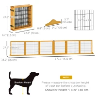 PawHut Wooden Freestanding Pet Gate w/ 2 Support Feet, Yellow(m-3)