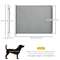 PawHut Retractable Pet Safety Barrier Gate, Flexible and Extensible for Stairways Doorways Hallways, Grey(m-3)
