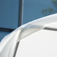 Outsunny Patio Double Chaise, Outdoor Lounge Bed with Canopy and Headrest Pillow, Portable Patio Sunbed Hammock Lounger, Cream White(m-10)