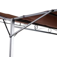 Outsunny 10x8ft Patio Metal Gazebo with Extendable Side Awning Outdoor Shelter Garden Sun Shade Canopy Deck Door Window Awning Brown(m-9)