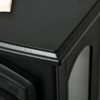 HOMCOM Electric Fireplace Heater Freestanding Fireplace Stove with 3-Side Realistic Flame Overheat Protection 750W/1500W, Black(m-8)