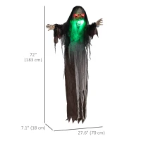 HOMCOM 6' Life Size Decoration Animatronic Green Big-mouth Monster Outdoor Halloween, Sound and Motion Activated(m-3)