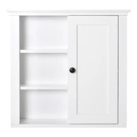HOMCOM Bathroom Wall Cabinet, Wall Mounted Medicine Cabinet with 3 Open Shelves and Storage Cupboard for Laundry Room, White(m-11)