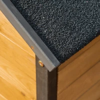 PawHut Wooden Outdoor Dog House, Cabin-Style Pet House with Feeding Bowls, Asphalt Roof, Storage Box for Dogs Up To 66 Lbs., Natural(m-9)