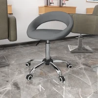 HOMCOM Modern Hydraulic Moon Salon Stool Rolling Swivel Chair Massage Spa Tattoo Pub Bar Stool, Grey(m-1)