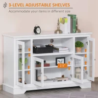 HOMCOM Sideboard Buffet Cabinet with Storage, Kitchen Cabinet Coffee Bar Cabinet with Glass Doors for Living Room, Kitchen, White(m-6)