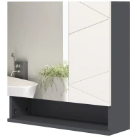 kleankin Medicine Cabinet, Wall Mounted Bathroom Mirror Cabinet with Mirrored Door, Adjustable Shelf and Soft Close Mechanism, Light Grey(m-2)