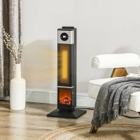 HOMCOM 31" Freestanding Electric Heater with Oscillation, Remote Control & 12H Timer for Indoors, 1400W, Black(m-2)