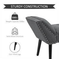 HOMCOM Modern Button Tufted Sitting Bench, Accent Fabric Upholstered Ottoman for Bedroom or Living Room, Charcoal Grey(m-6)