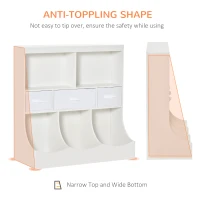 HOMCOM Kids Bookcase, Toy Storage Organizer Cabinet, Children Display Bookshelf with Drawers for Toys, Clothes, Books, White(m-4)