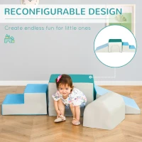 Qaba Climbing Toys for Toddlers and Children, Easy-to-clean 4 Piece Soft & Safe Kids Foam Play Set for Crawling or Sliding, Multicolor(m-6)