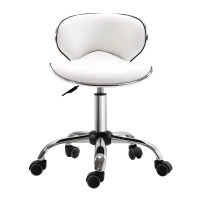 HOMCOM Adjustable Massage Stool Spa Beauty Salon Chair 360 Degrees Swivel Gas Lift PU Leather White(m-11)