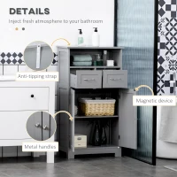 kleankin Bathroom Cabinet Organizer, Freestanding Small Storage Cabinet with Two Drawers and Adjustable Shelf for Living Room, or Entryway, Grey(m-6)