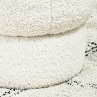 HOMCOM Round Ottoman, Upholstered Foot Stool, Teddy Fleece Fabric for Living Room, Entryway, White(m-9)